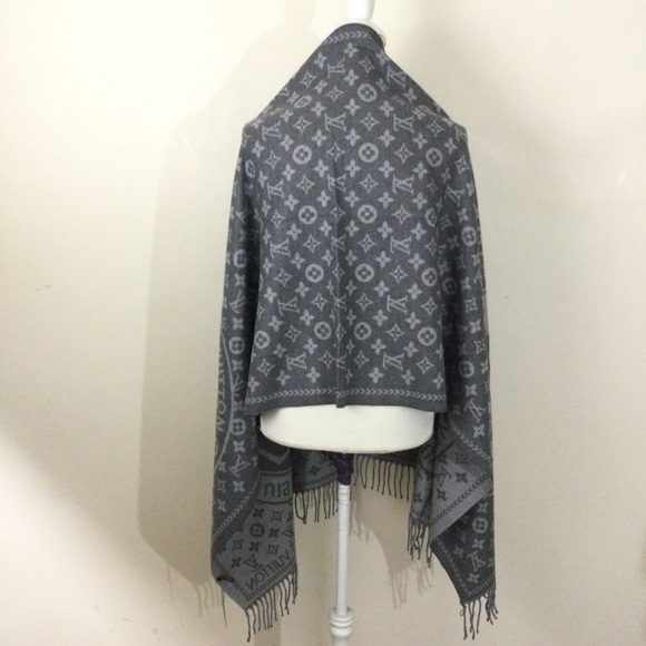 LV Neck Scarf Gray Cashmere Shawl Cashmere - Picture 2 of 7